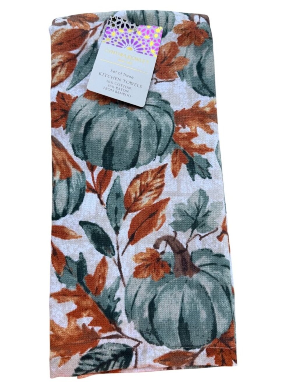 Set of 3 Cynthia Rowley Cotton Blend/Bamboo Kitchen Towels Size 18" X 27" (NWT)